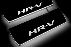 Illuminated LED Door Sill Tread Plates Honda HR-V II 2013-2022 With HR-V Logo Honda Led Door Sills opdesign