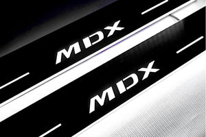 Illuminated LED Door Sill Tread Plates Acura MDX II 2006-2013 With MDX Logo Acura Led Door Sills opdesign