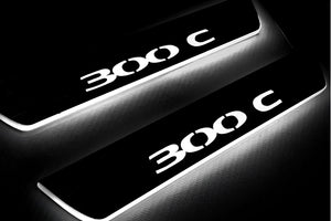 Illuminated LED Door Sill Tread Plates Chrysler 300C I 2005-2010 With 300C Logo Chrysler Led Door Sills opdesign