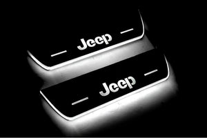 Illuminated LED Door Sill Tread Plates Jeep Compass II 2016+ With Compass Logo Jeep Led Door Sills opdesign