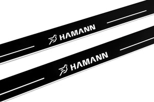 Illuminated LED Door Sill Tread Plates BMW X6 E71 2008-2015 With HAMANN Logo BMW Led Door Sills opdesign
