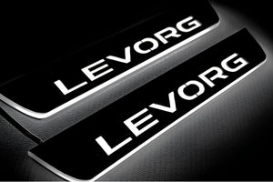 Illuminated LED Door Sill Tread Plates Subaru Levorg I 2014-2020 With Levorg Logo Subaru Led Door Sills opdesign