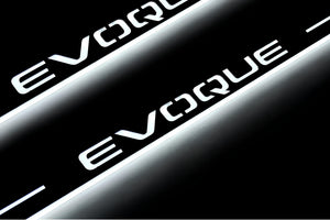 Illuminated LED Door Sill Tread Plates Range Rover Evoque I With Evoque Logo Range Rover Led Door Sills opdesign