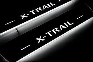 Illuminated LED Door Sill Tread Plates Nissan X-Trail T32 2014+ With X-Trail Logo Nissan Led Door Sills opdesign