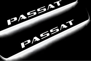 Volkswagen Passat B8 2015+ stainless steel LED door sill plates with Passat logo