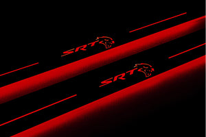 Illuminated LED Door Sill Tread Plates Chrysler 300C II 2011-2023 With SRT HELLCAT Logo Chrysler Led Door Sills decoinfabric