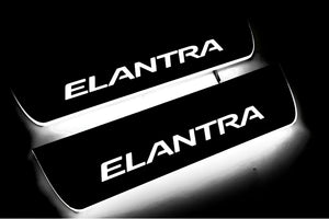 Illuminated LED Door Sill Tread Plates Hyundai Elantra V (MD) 2011-2016 With Elantra Logo Hyundai Led Door Sills opdesign