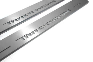 Illuminated LED Door Sill Tread Plates Jeep Grand Cherokee IV 2010-2021 With TrackHawk Logo Jeep Led Door Sills opdesign