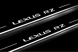 Illuminated LED Door Sill Tread Plates Lexus RZ 2022+ With Lexus RZ Logo Lexus Led Door Sills decoinfabric