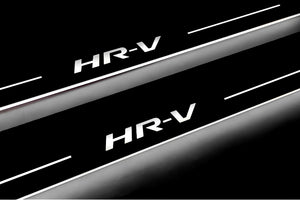 Illuminated LED Door Sill Tread Plates Honda HR-V II 2013-2022 With HR-V Logo Honda Led Door Sills opdesign