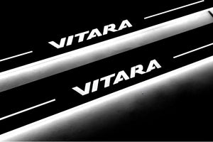 Illuminated LED Door Sill Tread Plates Suzuki Vitara 2015+ With Vitara Logo Suzuki Led Door Sills opdesign
