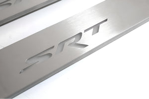 Illuminated LED Door Sill Tread Plates Dodge Charger 2011-2023 With SRT Logo Dodge Led Door Sills opdesign