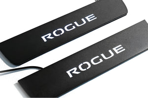 Nissan Rogue II 2014-2021 Illuminated Matte Sill Plates with logo Rogue Nissan Led Door Sills PRO opdesign