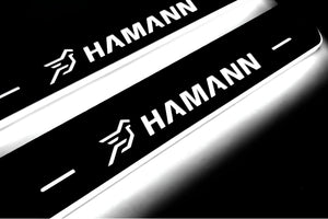 Illuminated LED Door Sill Tread Plates BMW X6 E71 2008-2015 With HAMANN Logo BMW Led Door Sills opdesign