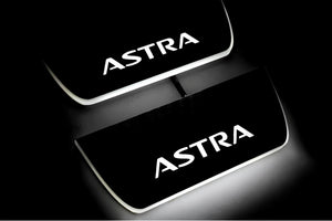 Illuminated LED Door Sill Tread Plates Opel Astra J 2009-2015 With Astra Logo Opel Led Door Sills opdesign