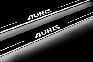 Illuminated LED Door Sill Tread Plates Toyota Auris II 2013-2018 With Auris Logo Toyota Led Door Sills opdesign