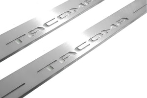 Illuminated LED Door Sill Tread Plates Toyota Tacoma III 2016+ With Tacoma Logo Toyota Led Door Sills opdesign