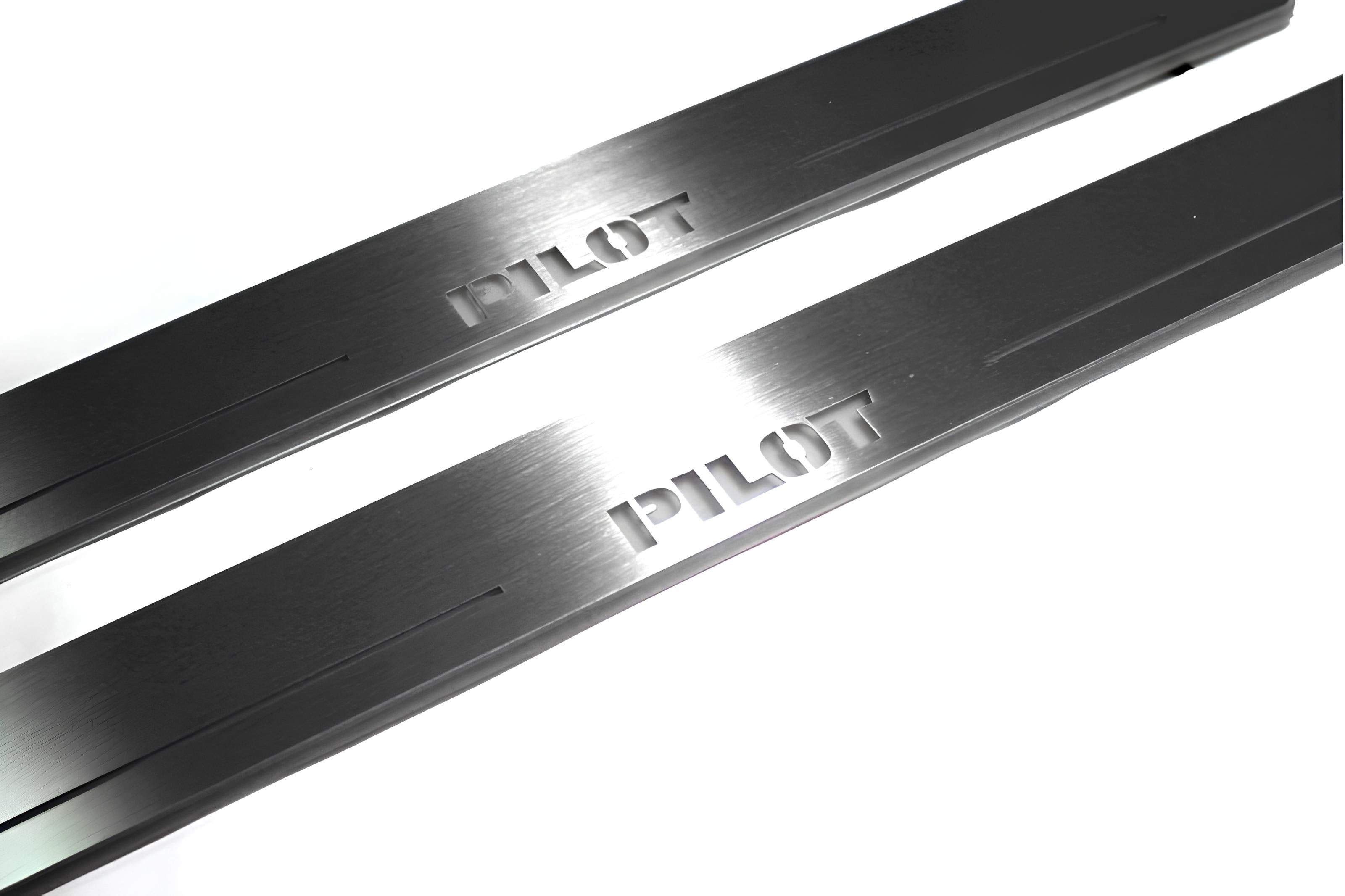 Illuminated LED Door Sill Tread Plates Honda Pilot II 2008-2015 With Pilot Logo Honda Led Door Sills opdesign