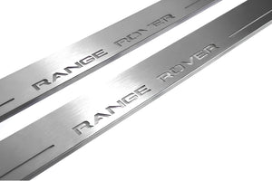 Illuminated LED Door Sill Tread Plates Range Rover Sport I 2005-2013 With Range Rover Logo Range Rover Led Door Sills opdesign