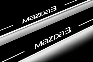 Illuminated LED Door Sill Tread Plates Mazda 3 III 2013-2019 With Mazda 3 Logo Mazda Led Door Sills opdesign
