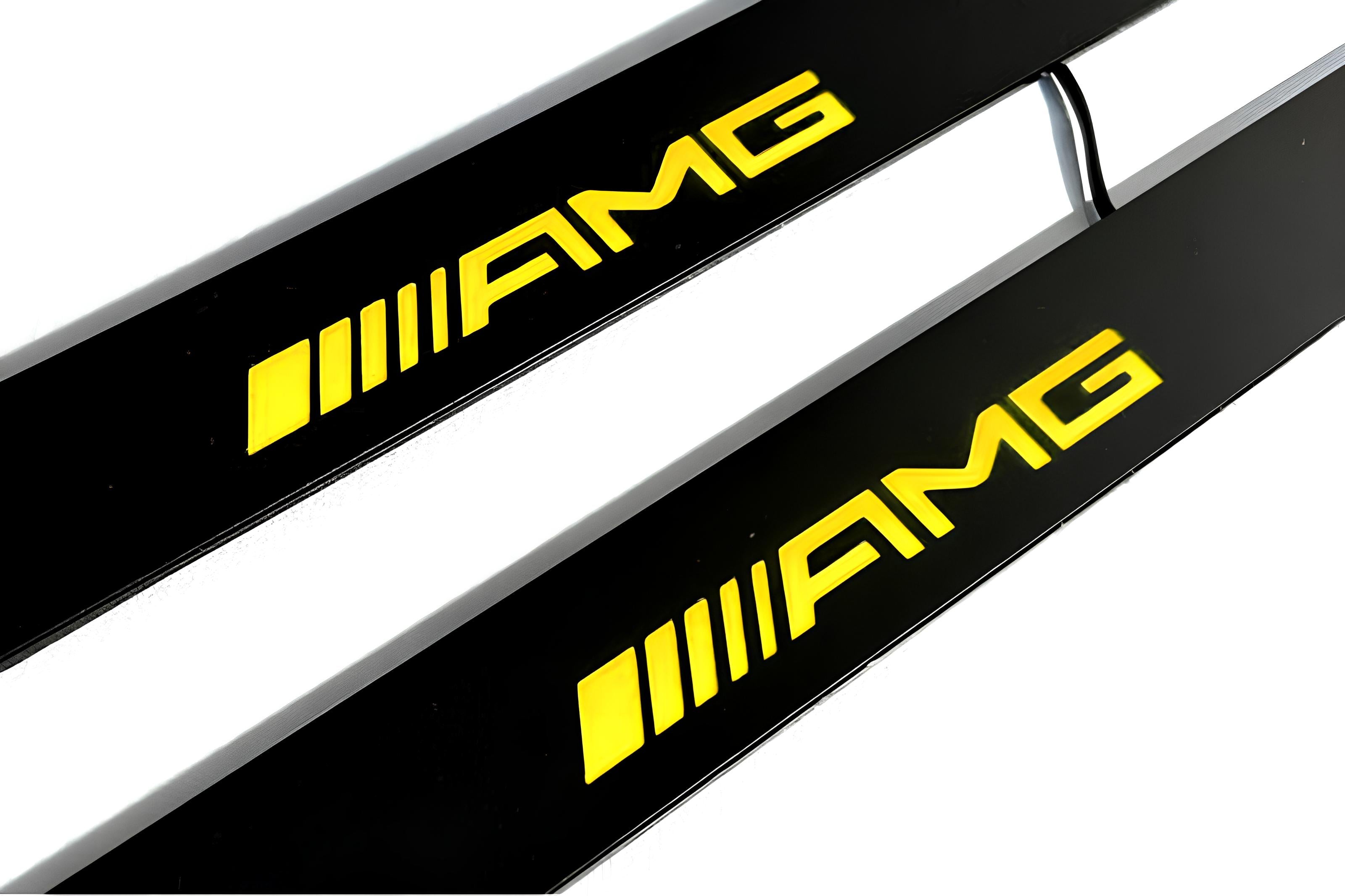 Mercedes GL X166 2012-2015 Illuminated Matte Sill Plates with logo AMG Mercedes Led Door Sills PRO opdesign