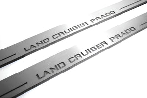 Illuminated LED Door Sill Tread Plates Toyota Prado 120 2002-2009 With Land Cruiser Prado Logo (type 1) Toyota Led Door Sills opdesign