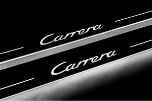 Illuminated LED Door Sill Tread Plates Porsche 911 (997) GT1 2004-2012 With Carrera Logo Porsche Led Door Sills opdesign