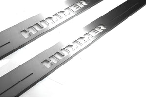Illuminated LED Door Sill Tread Plates Hummer H2 2002-2009 With Hummer Logo Hummer Led Door Sills opdesign