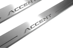 Illuminated LED Door Sill Tread Plates Hyundai Accent 2017+ With Accent Logo Hyundai Led Door Sills opdesign
