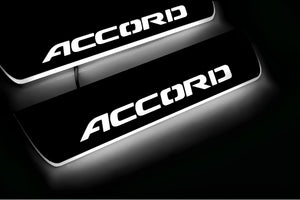 Illuminated LED Door Sill Tread Plates Honda Accord X 2018-2023 With Accord Logo Honda Led Door Sills opdesign