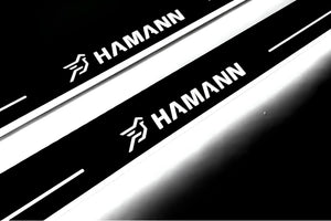 Illuminated LED Door Sill Tread Plates BMW X6 E71 2008-2015 With HAMANN Logo BMW Led Door Sills opdesign