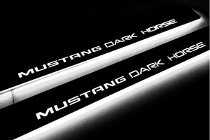Illuminated LED Door Sill Tread Plates Ford Mustang VII 2023+ With Mustang Dark Horse Logo Ford Led Door Sills opdesign