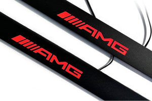 Mercedes GLA X156 2014–2019 Illuminated Matte Sill Plates with logo AMG Mercedes Led Door Sills PRO opdesign