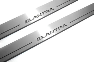 Illuminated LED Door Sill Tread Plates Hyundai Elantra V (MD) 2011-2016 With Elantra Logo Hyundai Led Door Sills opdesign