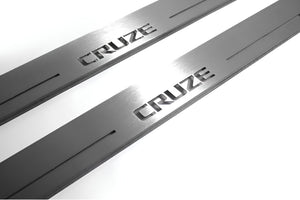 Illuminated LED Door Sill Tread Plates Chevrolet Cruze I 2008-2016 With Cruze Logo Chevrolet Led Door Sills opdesign