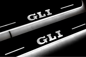 Illuminated LED Door Sill Tread Plates Volkswagen Jetta VI 2010-2018 With GLI Logo Volkswagen Led Door Sills opdesign