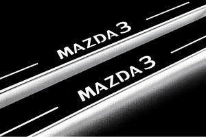Illuminated LED Door Sill Tread Plates Mazda 3 IV 2019+ With Mazda 3 Logo Mazda Led Door Sills opdesign