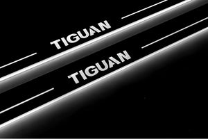 Illuminated LED Door Sill Tread Plates Volkswagen Tiguan I 2007-2016 With Tiguan Logo Volkswagen Led Door Sills opdesign