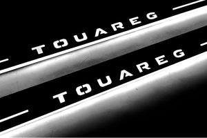 Illuminated LED Door Sill Tread Plates Volkswagen Touareg III 2018+ With Touareg Logo Volkswagen Led Door Sills opdesign