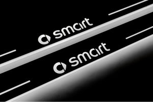 Illuminated LED Door Sill Tread Plates Smart Fortwo III 2014+ With Smart Logo Smart Led Door Sills decoinfabric
