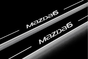 Illuminated LED Door Sill Tread Plates Mazda 6 III 2012-2024 With Mazda 6 Logo Mazda Led Door Sills opdesign
