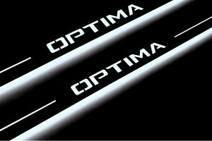 Illuminated LED Door Sill Tread Plates KIA Optima IV 2015-2019 With Optima Logo KIA Led Door Sills opdesign