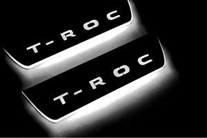 Illuminated LED Door Sill Tread Plates Volkswagen T-Roc 2017+ With T-Roc Logo Volkswagen Led Door Sills opdesign