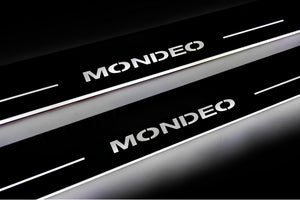 Illuminated LED Door Sill Tread Plates Ford Mondeo IV 2007-2012 With Mondeo Logo Ford Led Door Sills opdesign