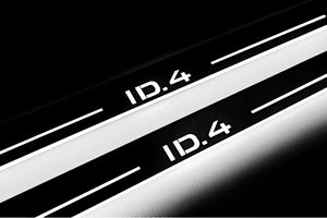 Illuminated LED Door Sill Tread Plates Volkswagen ID.4 2020+ With ID.4 Logo Volkswagen Led Door Sills opdesign