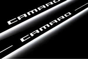 Illuminated LED Door Sill Tread Plates Chevrolet Camaro V 2009-2015 With Camaro Logo Chevrolet Led Door Sills opdesign