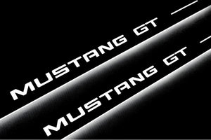 Illuminated LED Door Sill Tread Plates Ford Mustang VI 2015-2023 With Mustang GT Logo Ford Led Door Sills opdesign