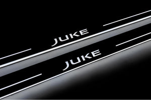Illuminated LED Door Sill Tread Plates Nissan Juke I 2010-2020 With Juke Logo Nissan Led Door Sills opdesign
