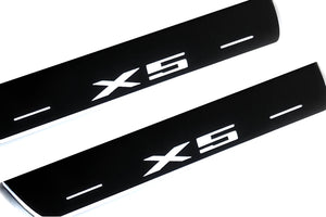 Illuminated LED Door Sill Tread Plates BMW X5 E70 2006-2013 With X5 Logo BMW Led Door Sills opdesign