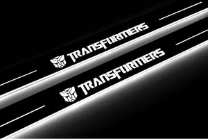Illuminated LED Door Sill Tread Plates Chevrolet Camaro VI 2016-2024 With Transformers Logo Chevrolet Led Door Sills opdesign
